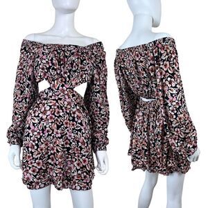Free People Jeal Women Size S Tiered Floral Cut Out Mini NEW Boho Vacation Dress